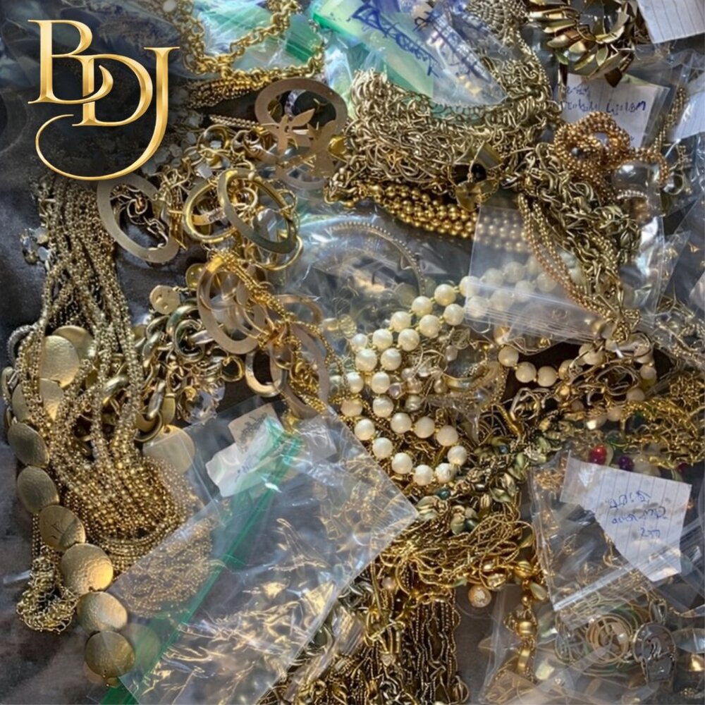 BDJ 2 LB Tangled Jewelry Lot• Metal Chains, Bead • Repair/Craft • Reseller Dream